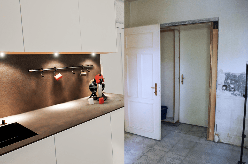 Modélisation 3D - Avant/après rénovation cuisine